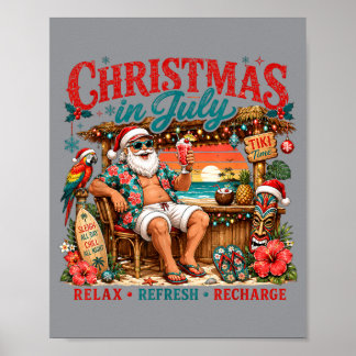 Santa Summer Holiday Relax Refresh Recharge Mom Poster