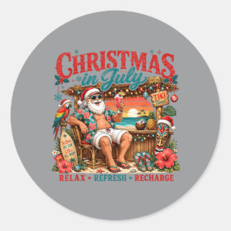 Santa Summer Holiday Relax Refresh Recharge Mom Ronde Sticker