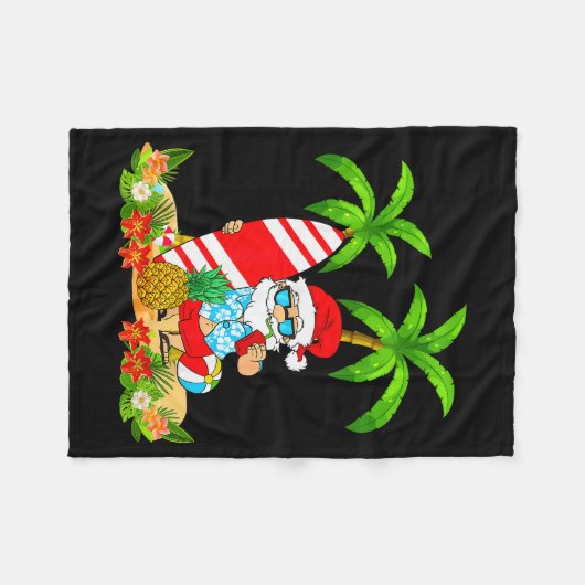Santa Summer Surfing Christmas In July Beach Vacat Fleece Deken (Voorkant (Horizontaal))