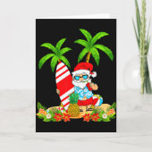 Santa Summer Surfing Christmas In July Beach Vacat Kaart (Voorkant)