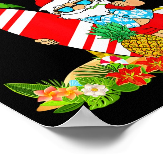 Santa Summer Surfing Christmas In July Beach Vacat Poster (Hoek)