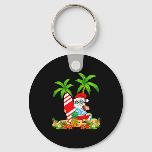 Santa Summer Surfing Christmas In July Beach Vacat Sleutelhanger (Voorkant)