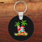 Santa Summer Surfing Christmas In July Beach Vacat Sleutelhanger (Voorkant)