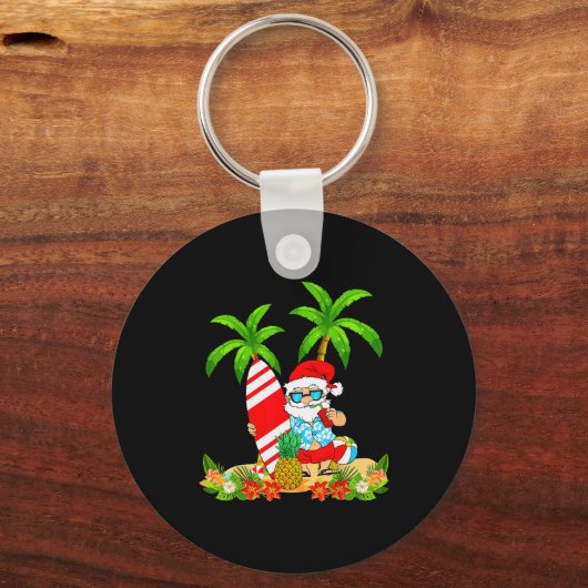 Santa Summer Surfing Christmas In July Beach Vacat Sleutelhanger (Voorkant)