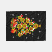 Santa Sunflower Christmas Tree Xmas Lights Santa S Fleece Deken (Voorkant (Horizontaal))