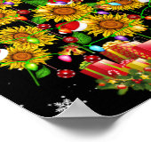 Santa Sunflower Christmas Tree Xmas Lights Santa S Poster (Hoek)