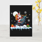 Santa Sungles Riding Reindeer Starling Bird Enthus Kaart (Gele Bloem)