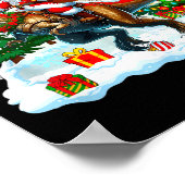 Santa Sungles Riding T-rex Reindeer Christmas Snow Poster (Hoek)