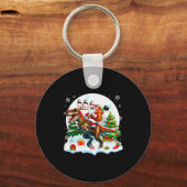 Santa Sungles Riding T-rex Reindeer Christmas Snow Sleutelhanger (Voorkant)