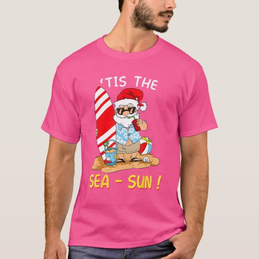 Santa Surf Ball Float Dit Het Zee Zon Kerst In T-shirt (Voorkant)