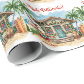 Santa Surf Shack Hawaii – “Mele Kalikimaka!” Cadeaupapier (Rol Hoek)