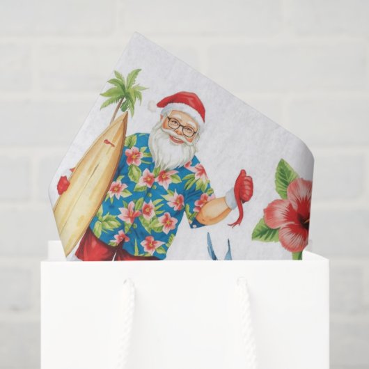 Santa Surf Shack Hawaii – “Mele Kalikimaka!” Tissuepapier (Cadeauzakje)