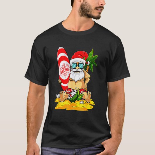 Santa Surfen Zomer Vakantie Hawaïaanse Kerstmis I T-shirt (Voorkant)