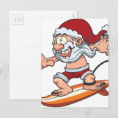 Santa Surfing Feestdagenkaart (Voorkant / Achterkant)