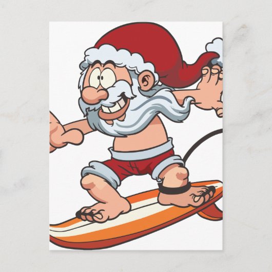 Santa Surfing Feestdagenkaart (Voorkant)