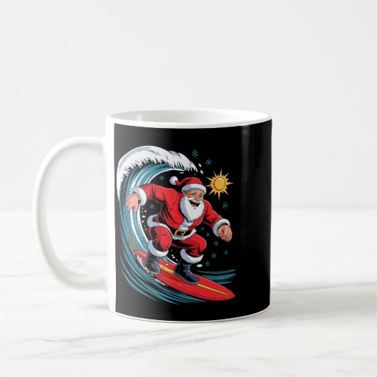Santa Surfing Funny Surfer Holiday Christmas Xmas  Koffiemok (Links)