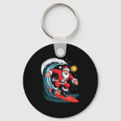 Santa Surfing Funny Surfer Holiday Christmas Xmas  Sleutelhanger (Voorkant)