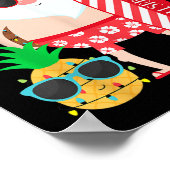 Santa Surfing Hawaiian Beach Christmas In July Tro Poster (Hoek)