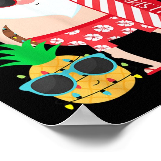 Santa Surfing Hawaiian Beach Christmas In July Tro Poster (Hoek)