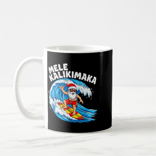 Santa Surfing Mele Kalikimaka Hawaiian Christmas  Koffiemok (Links)