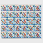 Santa surfing on big wave cadeaupapier (Vlak)