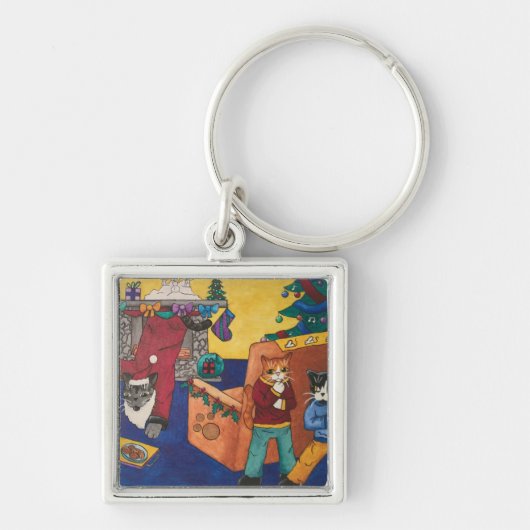 Santa Surprise Cats Sleutelhanger (Voorkant)