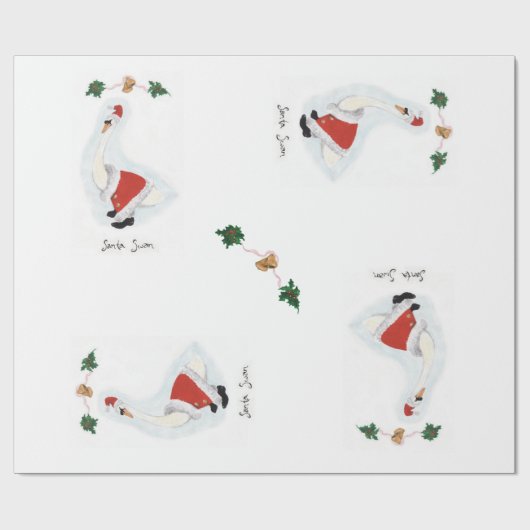 Santa Swan Gift Wrap Cadeaupapier (Vlak)