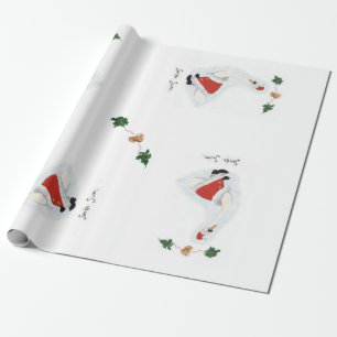 Santa Swan Gift Wrap Cadeaupapier
