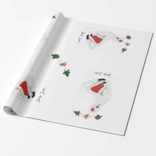 Santa Swan Gift Wrap Cadeaupapier (Uitgerold)