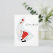 Santa Swan: Kerstgroeten Feestdagenkaart (Staand voorkant)
