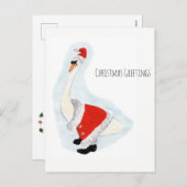 Santa Swan: Kerstgroeten Feestdagenkaart (Voorkant / Achterkant)