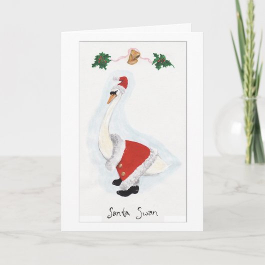 Santa Swan kerstKaart Feestdagen Kaart (Voorkant)