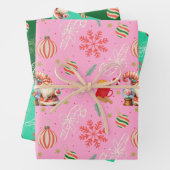 Santa & Sweet Holiday Pattern Gift Wrap Set Inpakpapier Vel (In situ)