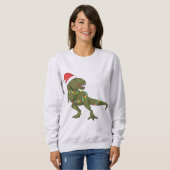Santa T-Rex Dinosaur Kerstmis Jumper sweater (Voorkant volledig)