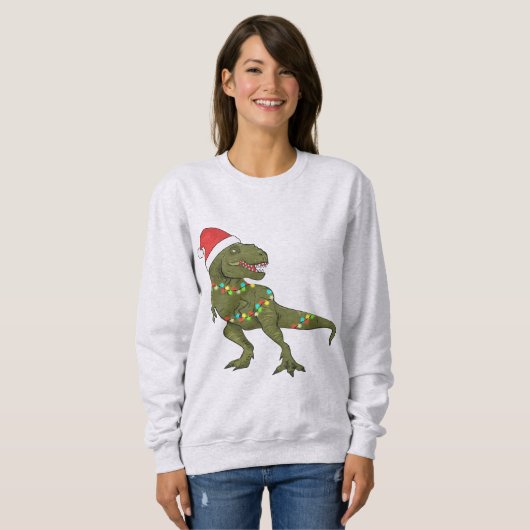 Santa T-Rex Dinosaur Kerstmis Jumper sweater (Voorkant volledig)