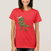 Santa T-Rex Dinosaur Kerstmis T-Shirt (Voorkant)