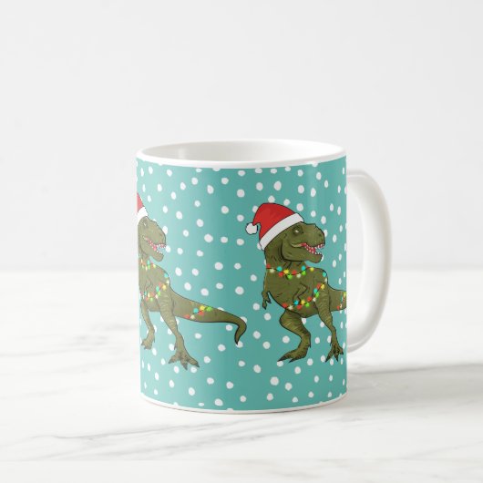 Santa T-Rex Dinosaur Mok kerstmis (Voorkant rechts)