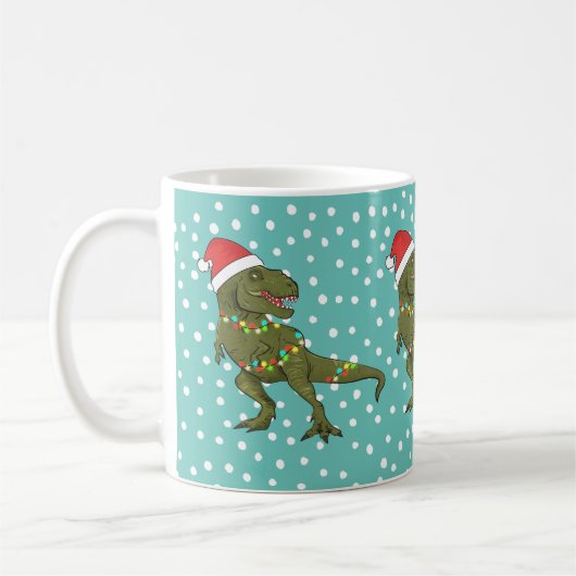Santa T-Rex Dinosaur Mok kerstmis (Links)