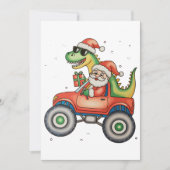 Santa T Rex Dinosaur Monster Truck Kerstmis Feestdagenkaart (Voorkant)