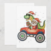 Santa T Rex Dinosaur Monster Truck Kerstmis Feestdagenkaart (Voorkant / Achterkant)