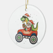 Santa T Rex Dinosaur Monster Truck Kerstmis Keramisch Ornament (Links)