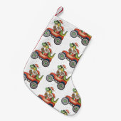 Santa T Rex Dinosaur Monster Truck Kerstmis Kleine Kerstsok (Voorkant (Hangend))