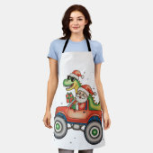 Santa T Rex Dinosaur Monster Truck Kerstmis Schort (Gedragen)