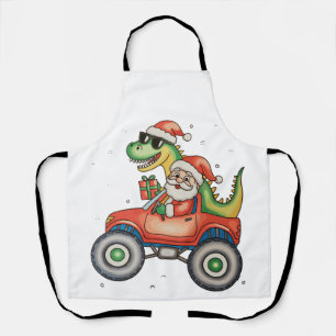 Santa T Rex Dinosaur Monster Truck Kerstmis Schort