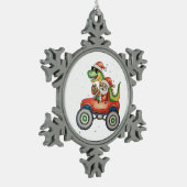 Santa T Rex Dinosaur Monster Truck Kerstmis Tin Sneeuwvlok Ornament (Links)