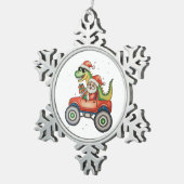 Santa T Rex Dinosaur Monster Truck Kerstmis Tin Sneeuwvlok Ornament (Rechts)