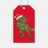 Santa T-Rex Dinosaurus Kerstmis Gift Label Cadeaulabel (Voorkant)
