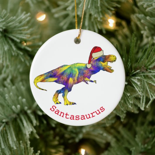 Santa T. rex Funny Dinosaur Keramisch Ornament (Boom)