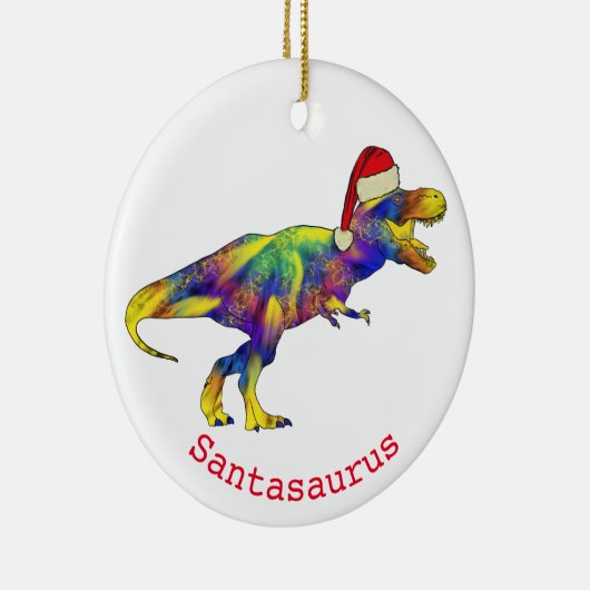 Santa T. rex Funny Dinosaur Keramisch Ornament (Rechts)