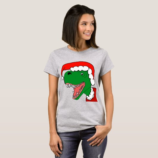 Santa T-Rex-Shirt T-shirt (Voorkant volledig)